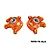 A pair of orange anodized aluminium front steering hubs for RC cars by GPM Racing, featuring pre-installed bearings and marked L and R.
