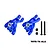 A pair of blue anodized aluminium rear hubs for RC cars, featuring oversized bearings, two black screws, and two black nuts on a white background.