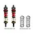 Two GPM Racing red aluminium adjustable RC shock absorbers with gold springs and two additional black replacement springs on a white background.