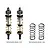 Two GPM Racing adjustable aluminium RC shock absorbers with gold springs installed, alongside two spare black springs on a white background.