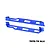 A pair of blue anodized aluminium chassis nerf bars for RC vehicles, featuring mounting holes and black screws, isolated on a white background.