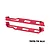 A pair of red anodized aluminium chassis nerf bars for an RC car, shown from a high angle against a white background.