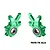 A pair of green anodized aluminium front steering hubs for RC cars by GPM Racing, marked with L and R for left and right sides.