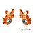 Two orange anodized aluminium RC steering hubs with bearings, marked with L and R, GPM branding, and 7075 material designation.