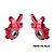 A pair of red anodized aluminium front steering hubs for RC cars, marked with L and R, GPM branding, and 7075 alloy designation.