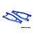 Two blue anodized aluminium front upper suspension arms for an RC car, featuring a lightweight design and GPM branding.