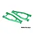 A pair of green anodized aluminium front upper suspension arms for an RC car by GPM Racing, shown on a white background.
