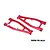 Two red anodized aluminium front upper suspension arms for RC cars by GPM Racing, shown on a white background.