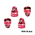 Four red GPM Racing aluminium shock top caps for RC cars, shown from different angles against a white background.
