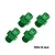 Four green anodized aluminium 17mm +5mm wheel hex adapters by GPM Racing arranged on a white background.