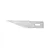 A single silver-coloured #2 straight edge hobby knife blade with a pointed tip and a rectangular mounting slot.