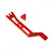 A red anodized aluminium battery hold-down strap and a matching post for Traxxas RC vehicles, featuring the TRX logo.