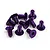 A collection of ten purple anodized aluminium countersunk head screws with hex drive sockets, arranged on a white background.