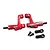 A pair of red anodized aluminium front suspension arms for an RC car, including two small black screws and two black ball joint ends.