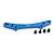 A blue anodized aluminium rear shock tower plate for RC cars by Yeah Racing, accompanied by four small black metal screws and ball studs.