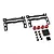 Yeah Racing aluminium shorty battery hold-down set in black and red, including brackets, thumb nuts, and mounting hardware.