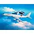 An artistic illustration of a NATO Boeing E-3A Sentry aircraft flying through a blue sky with white clouds.