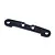 A flat, rectangular carbon fibre suspension arm pin brace with four circular mounting holes, isolated on a white background.