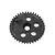 A black plastic spur gear for an RC car, featuring a central hole and several smaller circular cutouts.