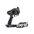 A Kyosho Mini-Z MR-04 Porsche 911 GT3 RS RC car in metallic silver next to its black KT-531P pistol-grip transmitter.