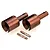 Two brown metal differential drive cups and two small silver metal pins for an RC car, isolated on a white background.