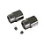 Two dark metal RC drive cups and two small grub screws arranged on a white background.