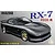 Box art for a Fujimi 1/24 scale Mazda RX-7 FD3S Kai plastic model kit featuring a dark grey modified RX-7 on a grey background.