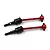 Two Yeah Racing red aluminium and black steel CVD driveshafts for RC cars, shown against a white background.