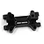 A black anodized aluminium front bulkhead for an RC car by Yeah Racing, featuring machined edges and the brand logo.