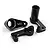 Three black anodized aluminium steering assembly parts for an RC car, featuring silver chamfered edges and the Yeah Racing logo.