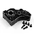 A black anodized aluminium gearbox case for RC cars by Yeah Racing, shown with five matching black screws on a white background.