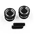 Two black aluminium twist nuts with silver accents and two black grub screws on a white background.
