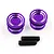 Two purple anodized aluminium twist nuts with silver accents and two black threaded grub screws on a white background.