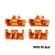 Four orange anodized aluminium lower shock mounts by GPM Racing, shown from different angles on a white background.