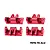Four red anodized aluminium lower shock mounts by GPM Racing, shown from different angles against a white background.