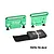Two green anodized aluminium battery retainers with GPM Racing branding and a black velcro strap on a white background.
