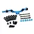 Yeah Racing blue aluminium steering set with tie-rods, ball ends, and hardware for RC cars.