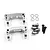 A pair of silver aluminium RC front hub carriers with included washers and screws on a white background.