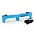 A blue anodized aluminium front shock tower for RC cars by Yeah Racing, accompanied by five black metal screws on a white background.