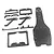 A set of carbon fibre RC car chassis conversion parts including a main deck and various braces laid out on a white background.