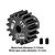A black GPM Racing 17T 0.8Mod pinion gear with two grub screws, shown on a white background with technical specifications printed below.