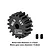 A black GPM Racing 18T 0.8 module pinion gear with two grub screws on a white background.
