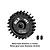 A black GPM Racing 24T 0.8Mod pinion gear with two small grub screws, shown on a white background with technical specifications printed below.