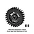 A black GPM Racing 29T 0.8 module pinion gear with two small grub screws on a white background.