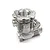 A silver Traxxas TRX 3.3 nitro engine crankcase spare part shown from a high angle against a white background.