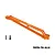 An orange GPM Racing aluminium front chassis brace for RC cars, shown with two small black mounting screws on a white background.