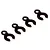 Four small black plastic suspension arm pin shim clips arranged in a diagonal line against a white background.