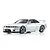 A silver Kyosho Mini-Z Nissan Skyline GT-R R33 painted body shell shown from a front three-quarter angle on a white background.
