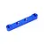 A blue anodized aluminum front upper suspension arm pin mount for an RC car, shown against a plain white background.