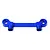 A blue anodized aluminium front lower suspension arm pin mount for an RC car, shown against a plain white background.